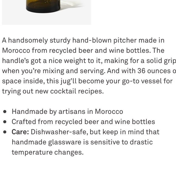 Moroccan 4 Piece Hand-blown Amber Glass Pitcher and Glasses Set - Picture 10 of 14